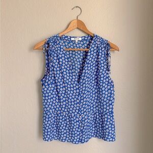 Madewell Tie Sleeve Peplum Top in Daisy Print